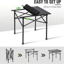Virplik Lightweight Outdoor Folding Table With Storage Bag, Durable Portable Camping Table For Picnic, BBQ, Coffee,Beach And Travel (Black) - Black - View 4