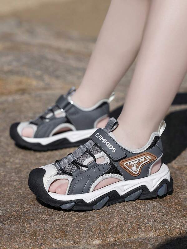 Kids Sandals, New Boys Girls Summer Sandals, Back To School Campus Style Beach Shoes, Non-Slip Sole, Breathable, Lightweight, Hook And Loop Design, Suitable For Outdoor, Playground, Pool, Toe Protection