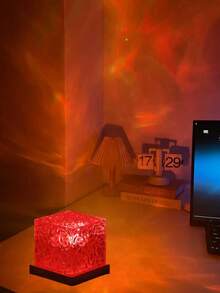 1pc 16-Color LED Night Light, Christmas Decor, Room Decor, With Remote Control - Decorative Art Wave Projection Lamp, USB Powered Electronic Light, Home, Dorm, Bedroom Decor With Purple Light, Excellent Effect