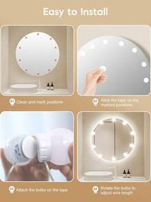 LED Makeup Mirror Light, 3 Lighting Adjustment Modes, High Brightness LED Light, USB Powered, Suitable For Makeup Mirror Or Vanity Table Auxiliary Lighting LED Decorative Light (Mirror Not Included) - Multicolor - View 3