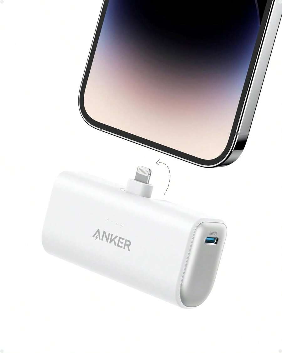 Anker Nano Power Bank 5000 mAh con Conector Lightning Plegable, Cargador Portátil de 12W con Certificación MFi, Compatible con iPhone 14/13/12/Pro/Pro MAX - Tipo de Enchufe A Japonés (100V) - Ver 1