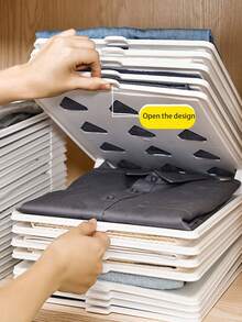 1pc Stacking Clothes Storage Artifact Slouchy Stacking Board Sweater Folding Board T-Shirt Shirt Sorting Pajama Cabinet Classification - Multicolor - View 5