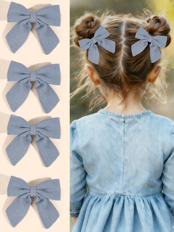 2 Stücke blaue Haarbögen für Mädchen, Stoff-Haarbögen mit Haarclips für Mädchen, Haarklammer mit Schwalbenschwanz-Haarschmuck als Geschenk für Mädchen