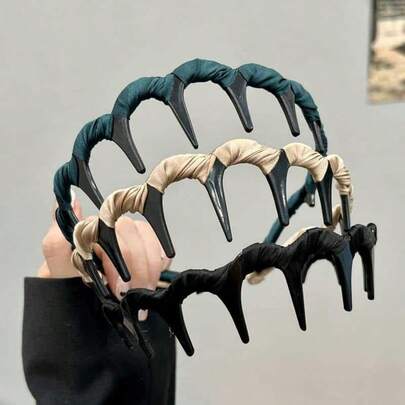 女士波浪发箍：适合日常佩戴，高顶设计，植绒齿饰，复古风格。优雅女士波浪发箍，防滑，饰有蕾丝齿饰，是送给女孩的礼物。