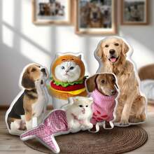 1pc Customized Pet Portrait Pillow - DIY Cat/Dog Stuffed Throw Pillow, Pet Lover Gift, Polyester Fiber Cushion, Perfect For Valentine's Day, Christmas, Thanksgiving, Birthday (10cm Without Zipper) - Multicolor - View 12