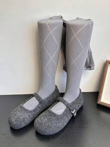 Retro Hollow-Out Diamond Pattern Base Tights, Sheer Thin Pantyhose, Women's Cozy Dark Gray High-Elastic Design, Non-Slip Crotch, Gray Tone Slimming Effect, Japanese JK Style With Straight Heel, Suitable For Layering And Outer Wear. - Multicolor - View 10