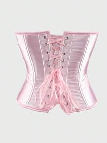 Apperloth Trages 束身胸衣纯色背部系带束腰训练器腹部支撑带骨晚会约会夜服装万圣节 - 粉色 - 查看 3