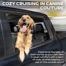 狗狗后座延伸垫 – 曾亮相《创智赢家》节目 – 适用于轿车、SUV 和中型卡车的硬底平台，承重 400 磅，防水 – 狗狗专用硬质后座垫 - 黑色 - 查看 3