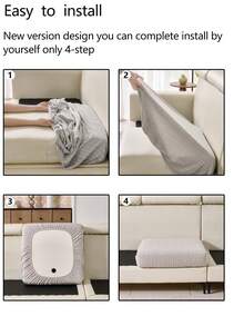 1件装弹力加厚保暖沙发套，防滑全包覆式沙发座套，四季皆宜，面料厚实，可机洗，防尘，宠物友好，适用于卧室、办公室、客厅，L型沙发，1/2/3/4人座沙发。 - 淺灰色 - 查看 10