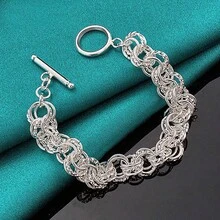 High Quality 925 Silver Plated Jewelry Pretty Nice Fashion Popular Bracelets Wedding Party Circle Factory Price - Silver - View 4