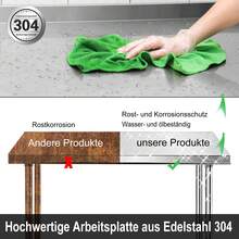 Stainless Steel Work Table With Raised Edge, Stainless Steel Kitchen Table With Adjustable Feet, Kitchen Table/Disassembly Table With Extra-Large Lower Shelf, 150 X 50 X 85 Cm, With Raised Edge - Silver - View 5