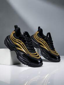 男士休闲运动鞋 - 时尚、轻便、舒适，适合日常通勤 - 黑金 - 查看 4