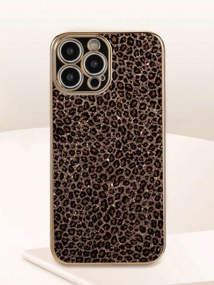 1 pieza Funda de teléfono a prueba de golpes con patrón de leopardo chapado en unicolor TPU compatible con teléfonos Apple/Android - Multicolor - Añade 77