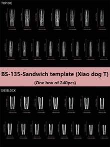 240 piezas Formas de uñas duales de sándwich originales en forma de almendra con líneas guía de 15 tamaños, molde superior e inferior para extensiones de uñas de gel constructor - transparente - Ver 5
