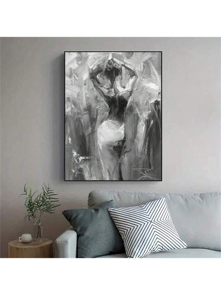 1pc Framed Wall Art, Minimalist Black & White Silhouette Art Poster, Rob Hefferan's Creative Painting "Colours Of Love", Canvas Print, Ideal For Decorating Hallway, Bedroom, Office, Living Room/Dining Room Walls, Great Gift And Choice For Room Decor, Wall Art, Bathroom Decor. - Multicolor - View 2