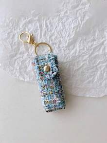 1pc Women's Plaid Lipstick Case, Lipstick Storage Box, Pendant Keychain Bag Charm, Elegant Cosmetic Storage Set, Makeup Travel Organizer Bag, Perfect Gift For Women, Suitable For Daily Use, Mother's Day Gift, Gift For Loved Ones - Multicolor - View 4