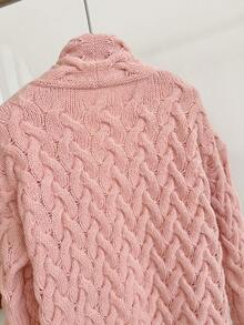 Solid Color Mid-Length Cardigan Sweater Jacket, Long Sleeve Casual Loose Knit Outwear, Elegant & Versatile