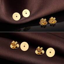 Earring Backs - Locking Safety Lifter Secure Hypoallergenic Silver Magic Earring Backs Replacement For Stud - B:扁平耳環底托 - 金色和銀色 - 查看 4