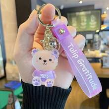 1pc Jelly Bear Keychain, Cute Cartoon Resin Bag Charm, Women's Car Key Chain, Ideal Gift