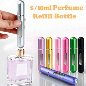 5/10ml Botella atomizadora de perfume, empaque individual, botella de perfume rosa brillante con atomizador de fragancia, adecuada para viajes, sala de estar, dormitorio, baño, decoración del hogar, accesorios de viaje, boda, fiesta, cumpleaños, regalos para hombres, mamá, papá, amigos, Año Nuevo, accesorios, regalos divertidos