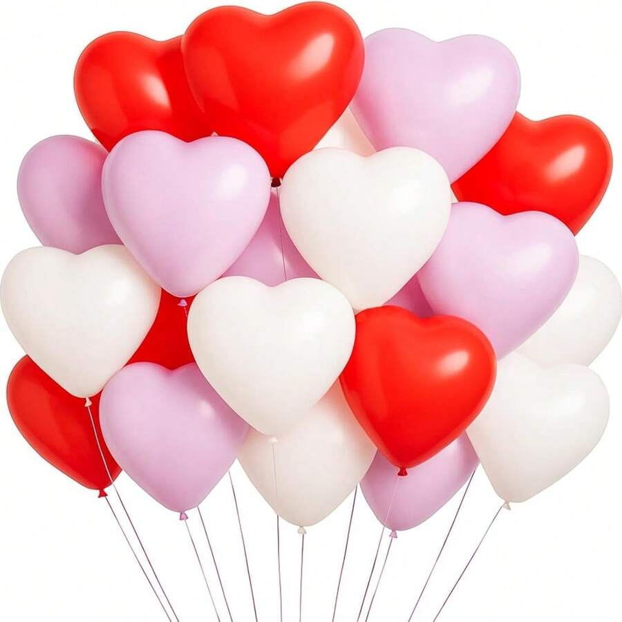 75 piezas/Set Globos de látex con corazones rojos, rosas y blancos, adecuados para el Día de San Valentín, Año Nuevo, ceremonia de apertura de Año Nuevo, Navidad, cumpleaños, boda, Acción de Gracias, Día de la Madre, Día del Padre, aniversario, temporada de graduación, decoración del hogar, fiesta de globos, fondo de fotografía, decoración de naturaleza muerta fotográfica. - Multicolor - Ver 1