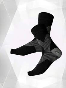 1 Pair Colorblock Ankle Compression Socks, Toe-Less Mid-Calf Sports Socks, Breathable Ankle Support, Suitable For Badminton, Hiking, Sports Ankle Protection Elastic Brace - Multicolor - View 6