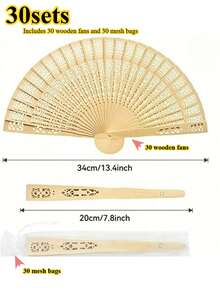 1-30pcs Elegant Folding Wooden Fans, Bohemian Style Hand Fans, Hollow Carved, Portable Lightweight Wooden Fans, Suitable As Photography Props, Graduation Gifts For Women, Home Decor, Use In Summer, Beach Or Travel To Enjoy Cool Breeze, Personalized Carved Wooden Wedding Fans