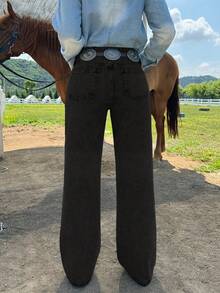 Klassische Damen-Jeans mit geradem Bein – mittelhoher Bund, Vintage-Waschung, praktische Taschen und Knopfleiste für den lässigen Alltag