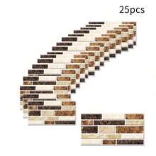 9/11/25pcs Brick Pattern Kitchen Tile Stickers, Kitchen Oil-Proof Stickers, Faux Marble & Crystal Wall Paper For Bathroom Renovation, Self-Adhesive Tile Stickers For Old House Remodeling - Yellow - View 14