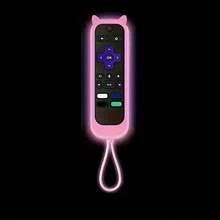 Glow In The Dark Cat Ear Shape Silicone Remote Control Cover With Lanyard Universal Fit For TCL Hisense TV Roku Samsung Sony LG Electronics Accessories Cute Home Decor Gift - 發光紫色 - 查看 4