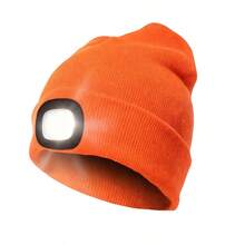 USB Rechargeable LED Knitted Beanie Hat, Unisex Warm Winter Cap With Headlamp, Knitted Night Light Hat With Flashlight - Single - View 20