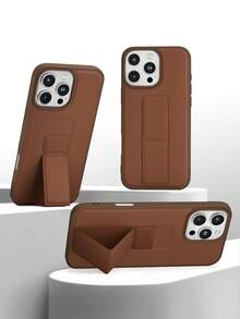 Compatible With 17/17 Air/17 Pro/17 Pro Max Phone Case With Holder, Suitable For IP11/IP13 Phone Case With Holder, Cool Apple 16 Pro Max Foldable Holder Phone Case, Shockproof Phone Case, Galaxy S25 FE Fashion Holder Phone Case, Galaxy A17/A07/A56/A16/A55 Phone Accessories, Hybrid 16/16e Phone Case, Redmi 15C Phone Case - Brown - View 3