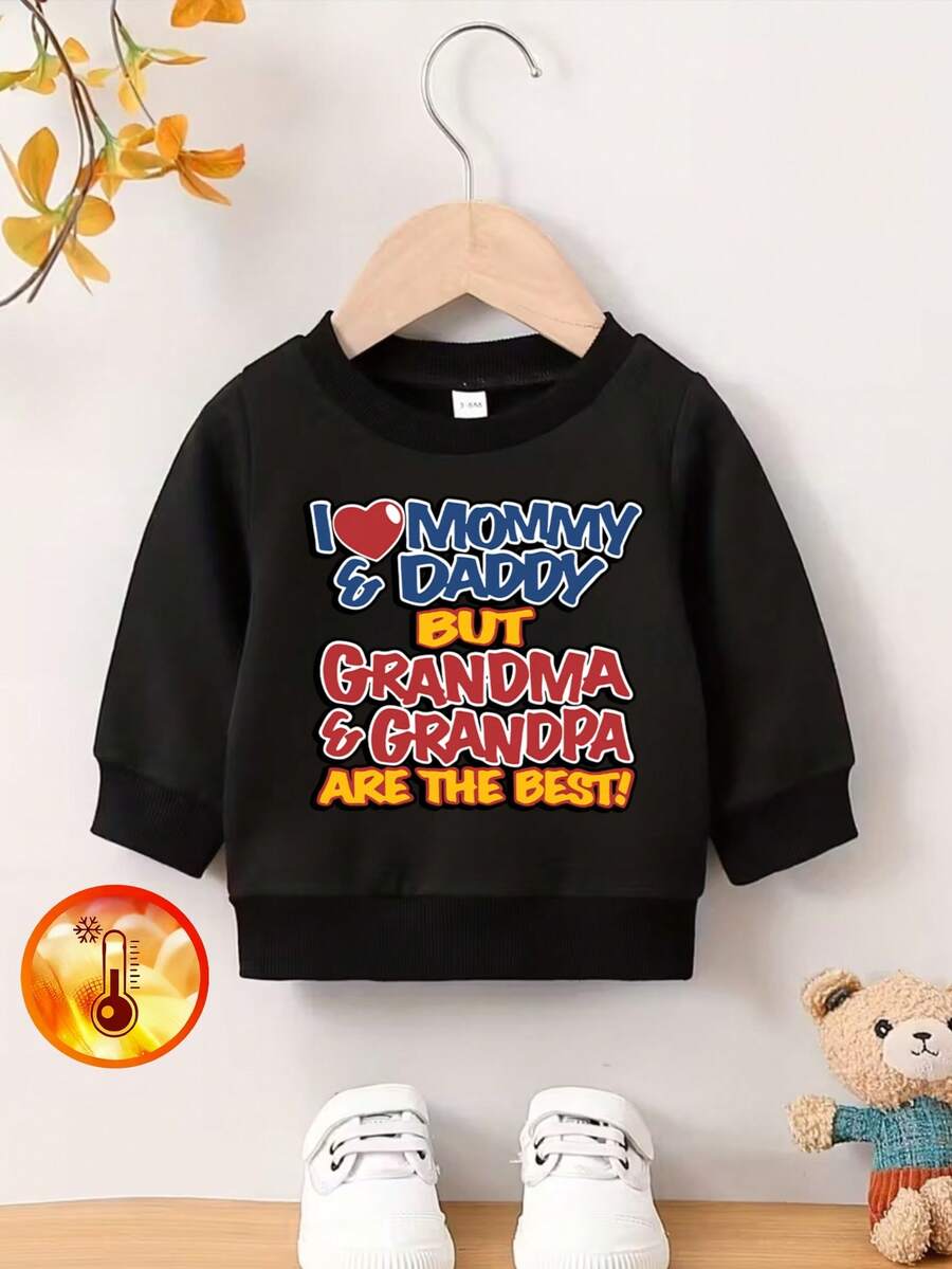 1件男婴休闲印花卫衣，秋冬季 - 这款可爱的卫衣为每个宝宝带来欢乐！趣味十足、色彩缤纷的英文字母卫衣，激发孩子的想象力。 - 黑色 - 查看 1