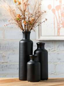 Minimalistischer Blumenvase Heimdekoration Ornament Weiße dekorative Handwerks-Vase Premium Ins-würdiges Set Vintage Landhausstil Trockene Blumenhalter Heimdekoration Handwerks-Ornament Schwarze Retro-Vase