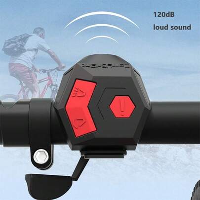 Timbre eléctrico de bicicleta de 120dB, sonido fuerte, alarma antirrobo, recargable por USB, con función de alerta, accesorio para bicicleta