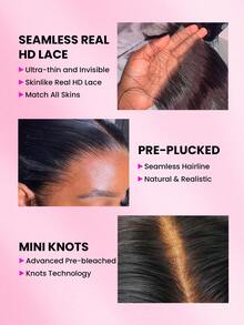 WOWANGEL 13x6 True HD Lace Frontal Closure Human Hair Pre Plucked 14-22 Inch Straight Lace Closure Frontal For Women Human Hair Transparent HD Lace Frontal Human Hair