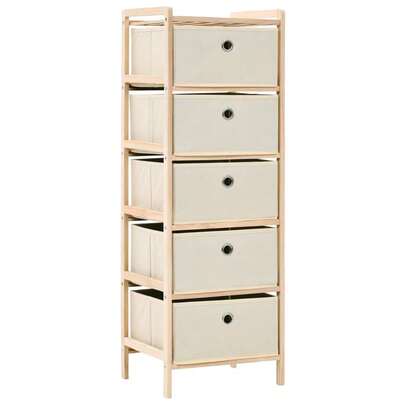 vidaXL Kommode Mit 5 Stoffkörben Aus Zedernholz In Beige