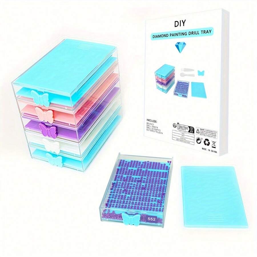 Zestawy narzędzi do malowania diamentowego 4 szt./pudełko, lejek do wiertarki, tarcza wiertnicza, tarcza dzieląca, diamentowy długopis mozaikowy, płytki do zdobienia paznokci, krzyżyk, schowek