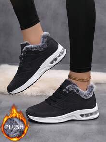 36-45 Neue Damenschuhe, Plüschfutter Flache Schuhe, Dicke Sohle Outdoor Laufschuhe, Luftpolster Lässig Sneaker