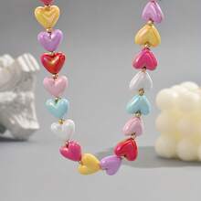 Women'S Cute Heart-Shaped Resin Necklace - Vibrant Candy Colors, Simple & Stylish, Plated, Perfect For Daily Wear & Parties, Versatile Accessory| Playful Accessory| Colorful Necklac Christmas Decorations Christmas Gifts - Nhiều màu - Xem 5