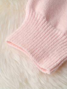 Women's Elegant Pink & White Colorblock Hooded Cardigan Sweater - Loose Fit Short Length With Front Button Closure, Soft Stretch Fabric, Cozy Fall Winter Jacket For Casual & Semi-Formal Outfits, Casual Attire, Comfortable Fabric, Stretchy Material, Stylish Knitwear, Office Wear - 粉色 - 查看 3