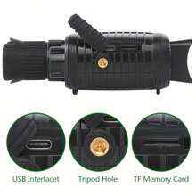 HD 1080P LED Infrared Night Vision Monocular - Perfect For Outdoor Enthusiasts, Hunters & Adventurers: Battery-Powered Digital Device For Hunting, Nighttime Surveillance & Exploration, Hunting Gear, Portable Optics, Precision Engineering, Longrange Viewing, Adventure Seekers - Multicolor - View 12