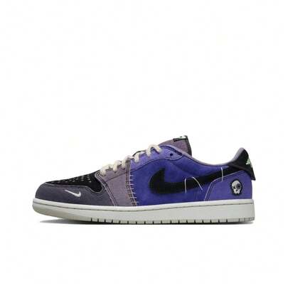Nike Zapatos de baloncesto retro de caña baja Zion Williamson X Jordan Air Jordan 1 Low OG "Regency Purple And Dark Raisin" Voodoo Doll Colorway, para hombre, azul oscuro