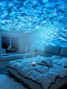 Multicolored Water Ripple Projection Lamp, USB Plug-In - LED Table Lamp, With Remote Control And Adjustable Light Button - Starry Night Design, Suitable For Bedrooms, Game Rooms, Stage Decoration - Valentine's Day, Halloween, Game Night Light, Bedroom Atmosphere Lamp, Polished Surface Perfect Gift - Multi-color light - View 2