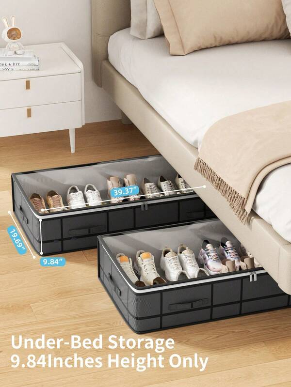 1 Large Gray Shoe Storage Bag, Large Foldable Shoe Storage Bag, Blanket, Pillow, Blanket, Bed Bottom Storage Bag, Storage Box With Transparent Window, Large Capacity Storage Bag, Shoe Storage Bag, Zipper Storage Bag, Decoration Room Decoration, Home Decoration, Bedroom Decoration