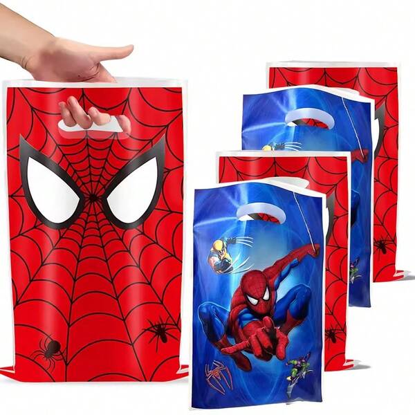 New Spider-Man Birthday Party Gift Bags Spider Theme Plastic Candy Bag Boy Loot Bag For Kids Birthday Party Favors Supplies Decor