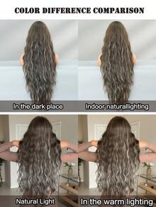 NICKY WALL 36英寸超长波浪棕白挑染长卷发假发，女士款，蓬松亮丽，带刘海，适合派对和日常佩戴。