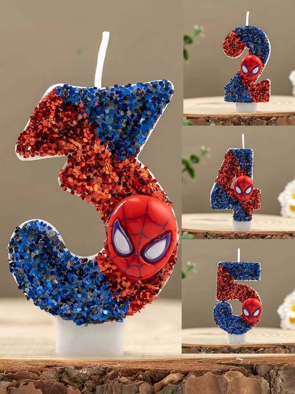 Superhero Spider-Man Fun Figure Candle Cute Cartoon Pattern 0-9 Party Birthday Candle Cake Decoration Children Party Gift