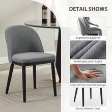 strundghti Upholstered Dining Chairs Set Of 2/4/6,Modern Fabric Kitchen Side Chairs With Thick Cushions And Wood Legs,Comfy Dining Room Chairs With Curved Backrest For Restaurant/Cafe - Xám-4 chiếc - Xem 4