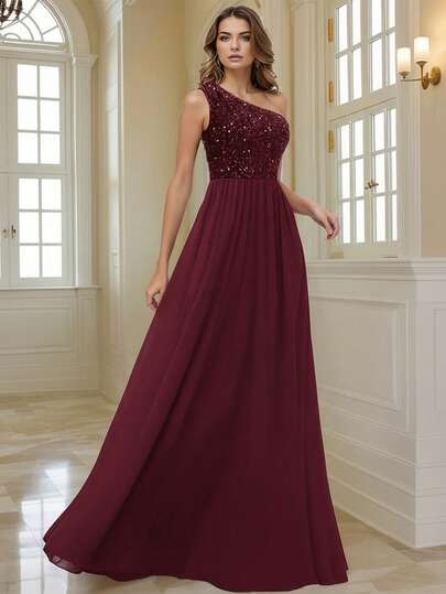 HOMEYEE 女士亮片网眼拼接性感开衩休闲度假优雅晚礼服，长款紧身派对连衣裙